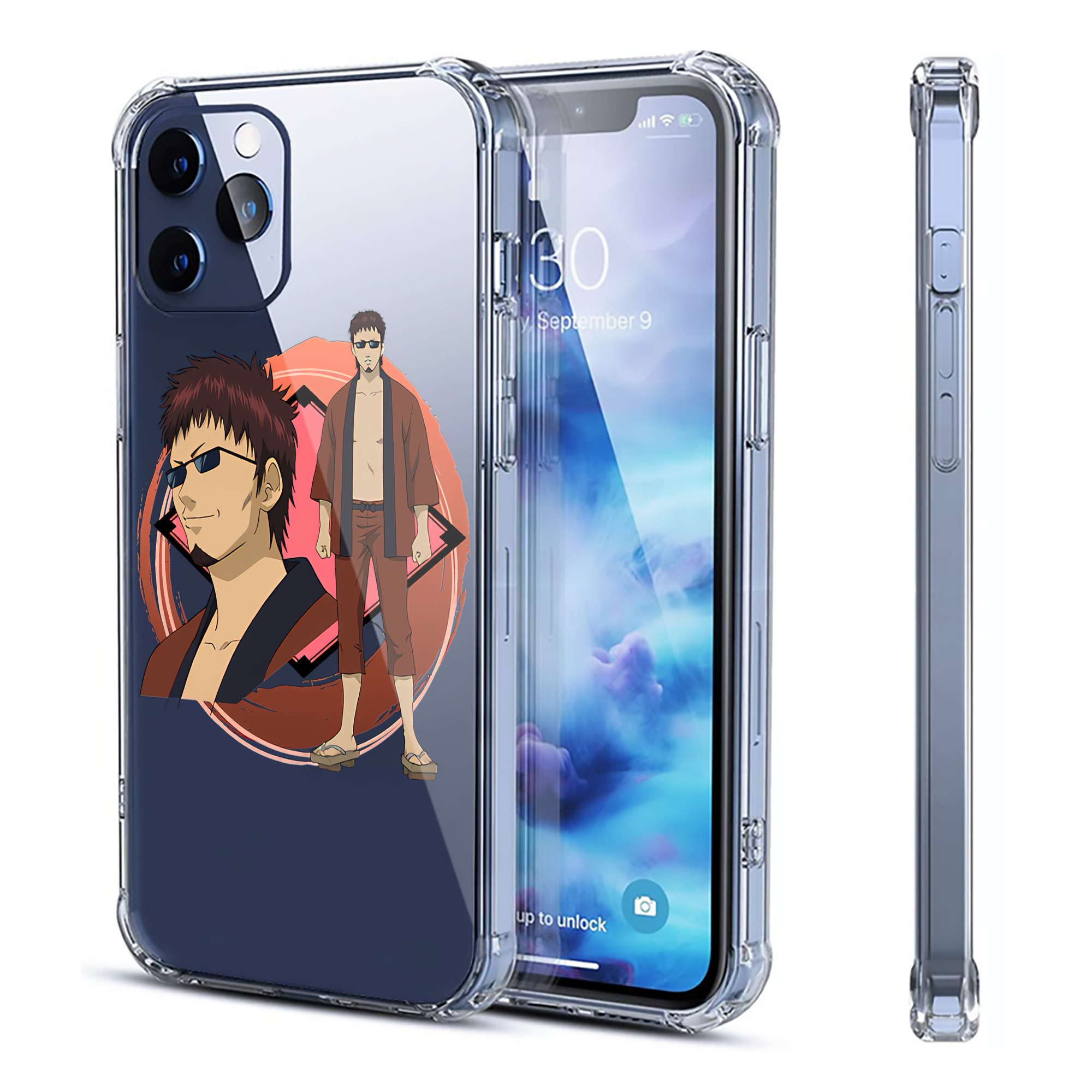 （画像用） ぎんたま 坂田銀時（さかたぎんとき） 神楽 志村新八（しむら しんぱち） GINTAMA Sakata Gintoki Kagura Shimura Shinpachi 【iPhone 12シリーズ対応】透明スマホケース（クリアソフトケース）